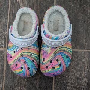 CROCS Kids' Rainbow Swirl Slippers